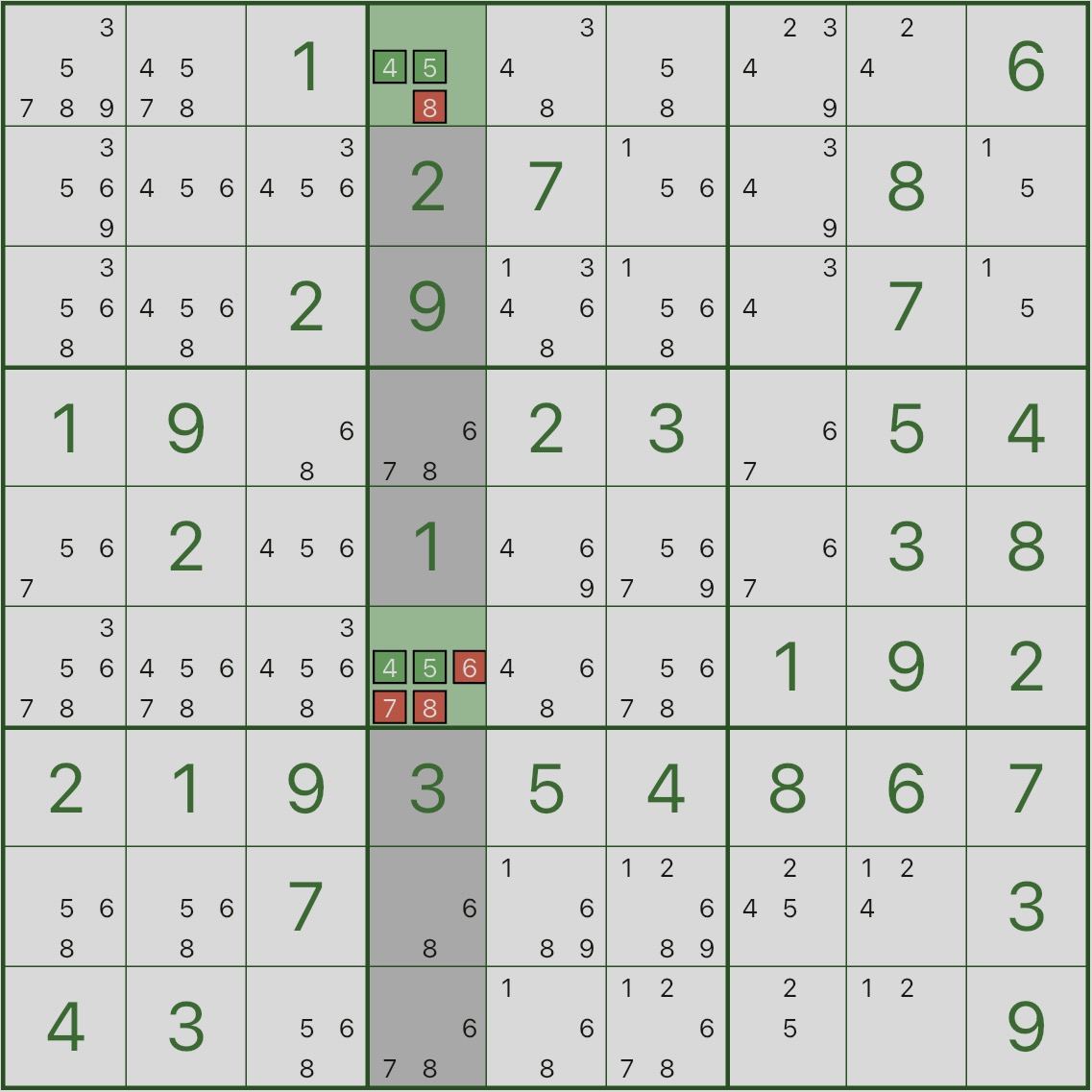 Hidden pair example